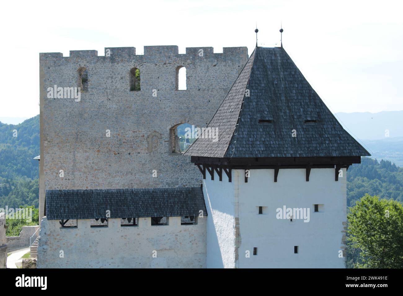 Tour du château de Celje supérieur, Slovénie Banque D'Images