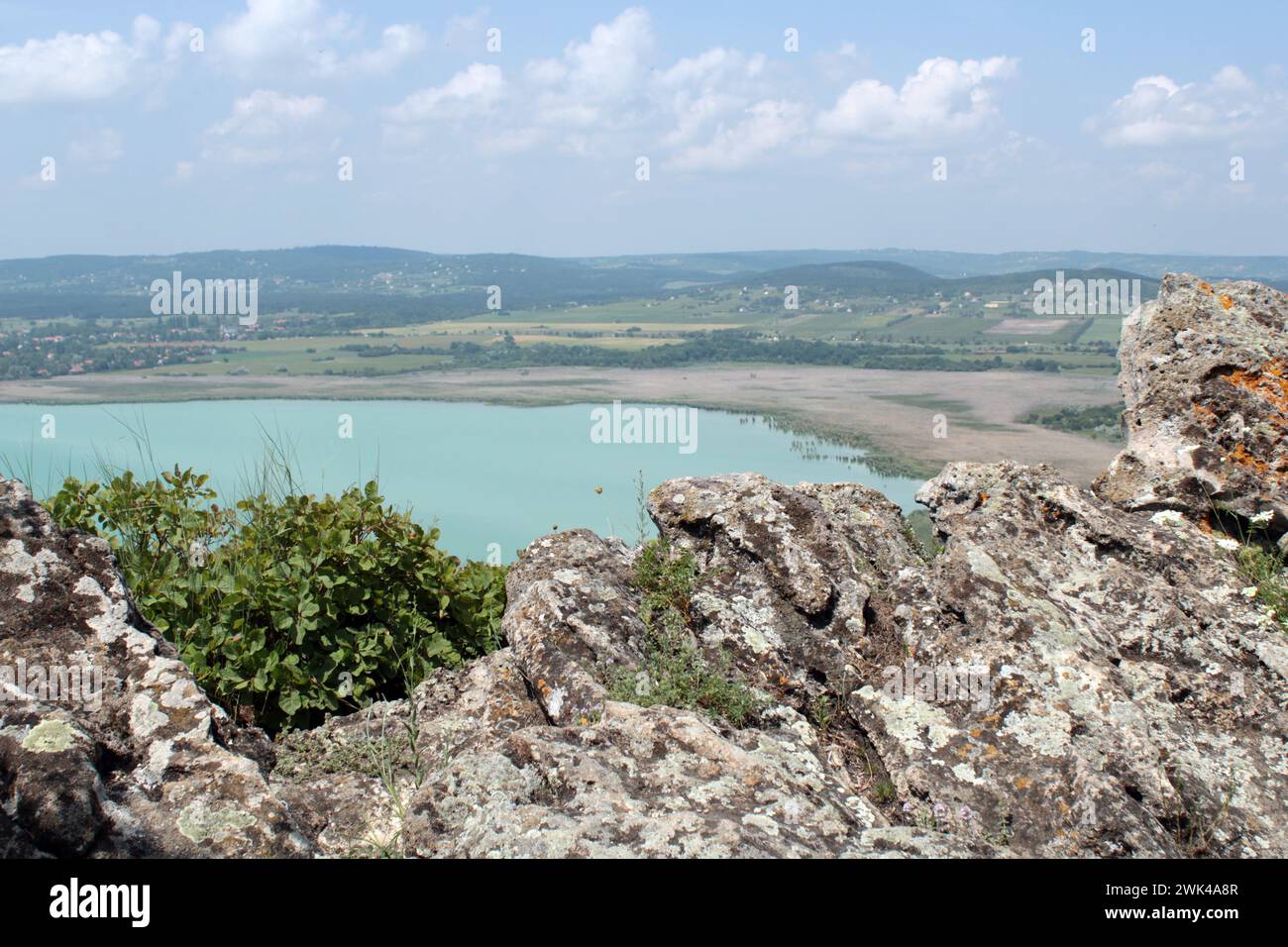 Vue sur le lac Balaton depuis une colline, Tihany Banque D'Images