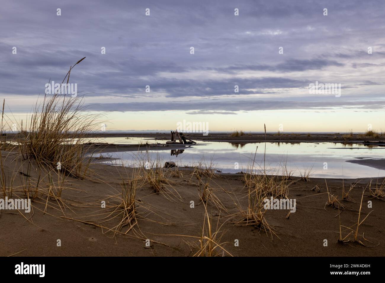 Grayland Beach WA par un jour d'hiver pluvieux orageux Banque D'Images