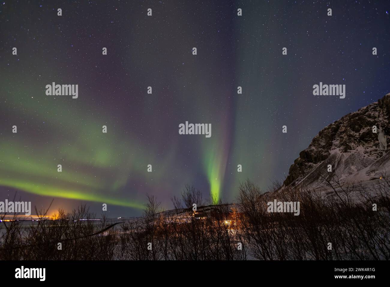 vue panoramique des aurores boréales sur l'islande Banque D'Images