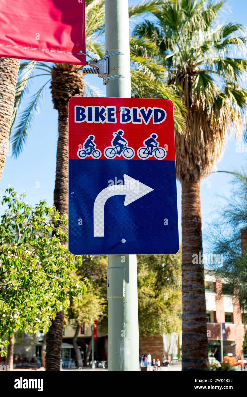 Bike Blvd signe sur le campus de l'Université de l'Arizona à Tucson Banque D'Images