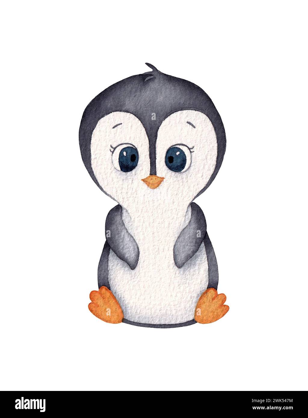 Illustration de pingouin aquarelle dessinée à la main isolée sur fond blanc. Banque D'Images