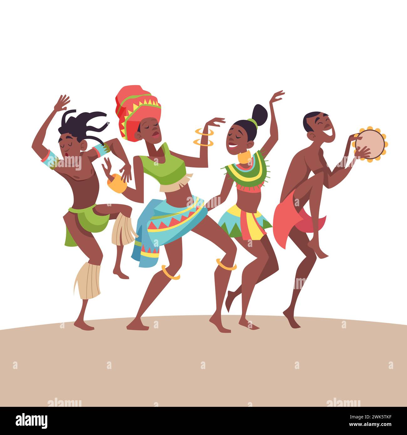 Danseurs africains. personnages africains indigènes en action pose relaxant et dansant Illustration de Vecteur