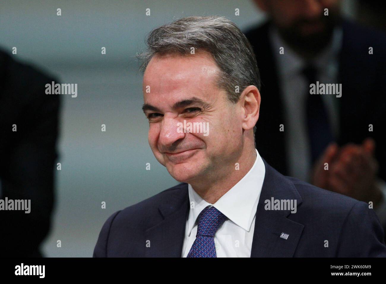 München, Bayern, Deutschland, 16.02.2024 : Hotel Bayerischer Hof : Münchner Sicherheitskonferenz MSC - Tag 1 : Griechenlands Ministerpräsident Kyriakos Mitsotakis BEI einer der ersten offiziellen Veranstaltungen : ouverture de la mairie monnaie pour le changement: politique mondiale sur un budget *** Munich, Bavière, Allemagne, 16 02 2024 Hotel Bayerischer Hof Munich Conférence sur la sécurité MSC jour 1 premier ministre grec Kyriakos Mitsotakis lors de l'un des premiers événements officiels ouverture de la monnaie de la mairie pour le changement politique mondiale sur un budget Copyright : xdtsxNachrichtenagenturx dts_31306 Banque D'Images