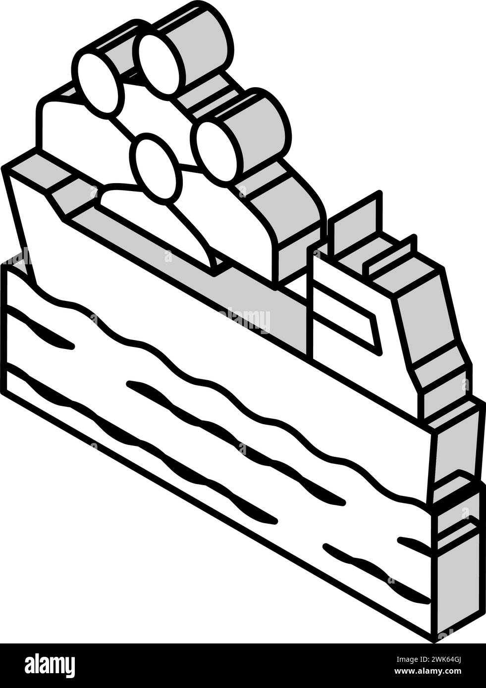 illustration vectorielle d'icône isométrique de réfugié de transport de navire Illustration de Vecteur