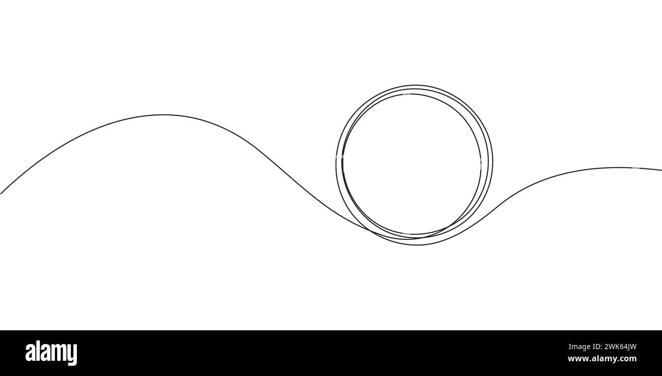 Continue d'une ligne cercle icône coup étirer une forme unique vecteur zen dessiné rond abstrait. Illustration de Vecteur