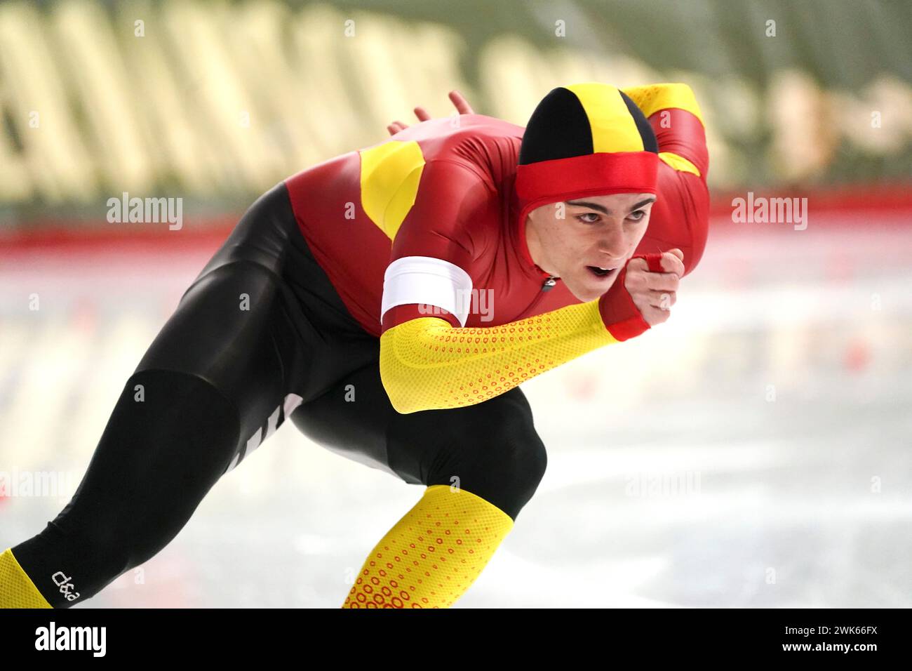 Nil Llop Izquierdo (ESP) lors des Championnats de distance simple ISU le 16 février 2024 à l'ovale olympique de Calgary, Canada crédit : SCS/Soenar Chamid/AFLO/Alamy Live News Banque D'Images