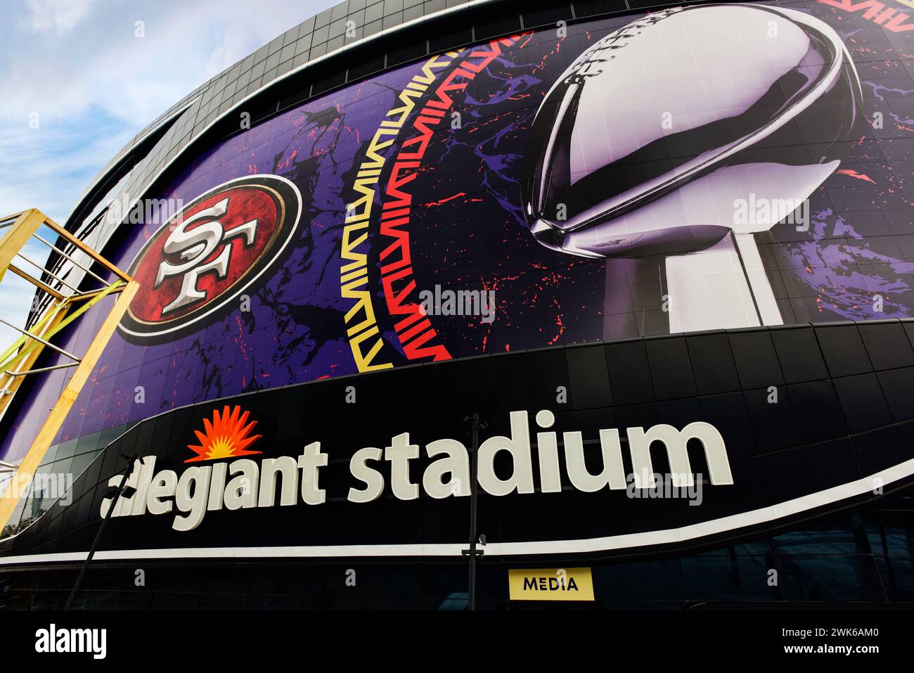 Stade Allegiant avec bannière du Super Bowl Banque D'Images