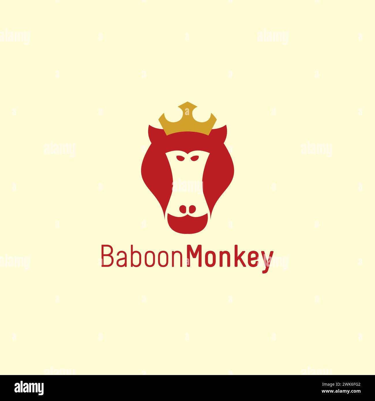 Logo de la couronne de singe babouin. Icône singe Illustration de Vecteur