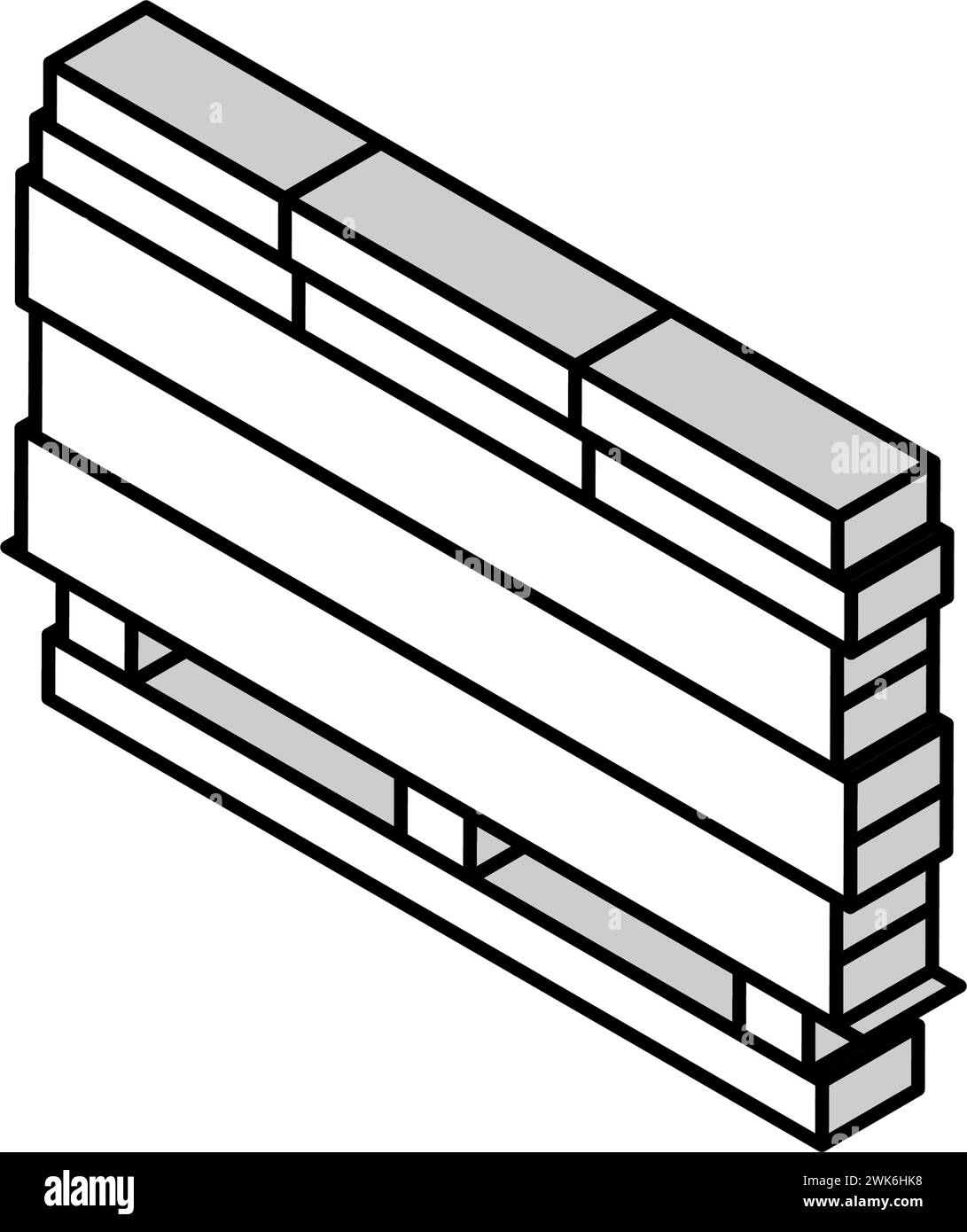 planches en bois sur l'illustration vectorielle d'icône isométrique de palette Illustration de Vecteur