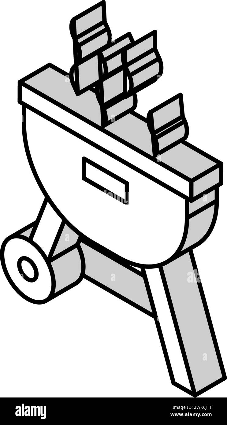 illustration vectorielle d'icône isométrique de pique-nique d'été de fer bbq Illustration de Vecteur