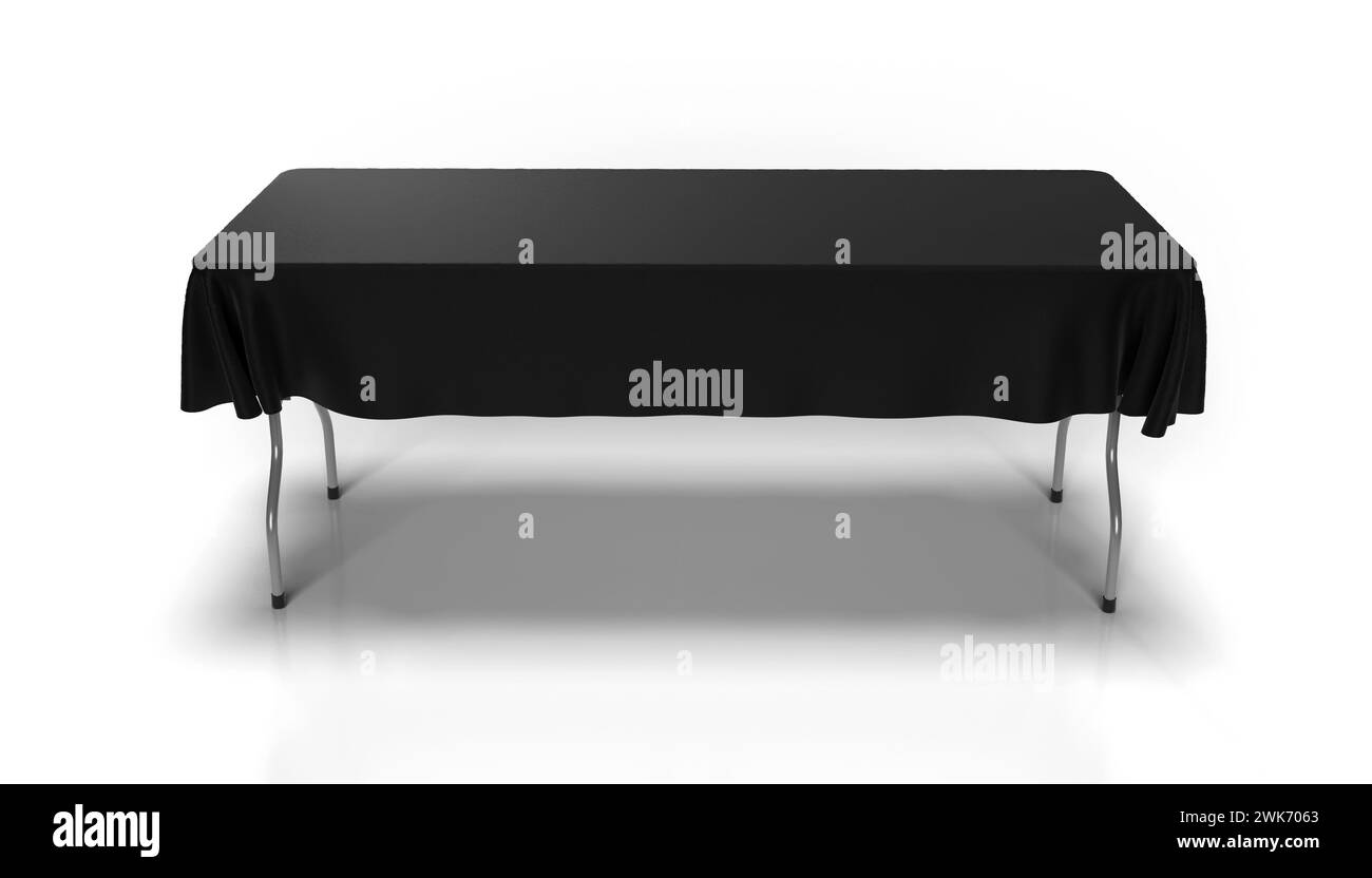 Salon commercial publicité table de coureur demi-drapé tissu bannière ou couverture de table. illustration de rendu 3d. Banque D'Images