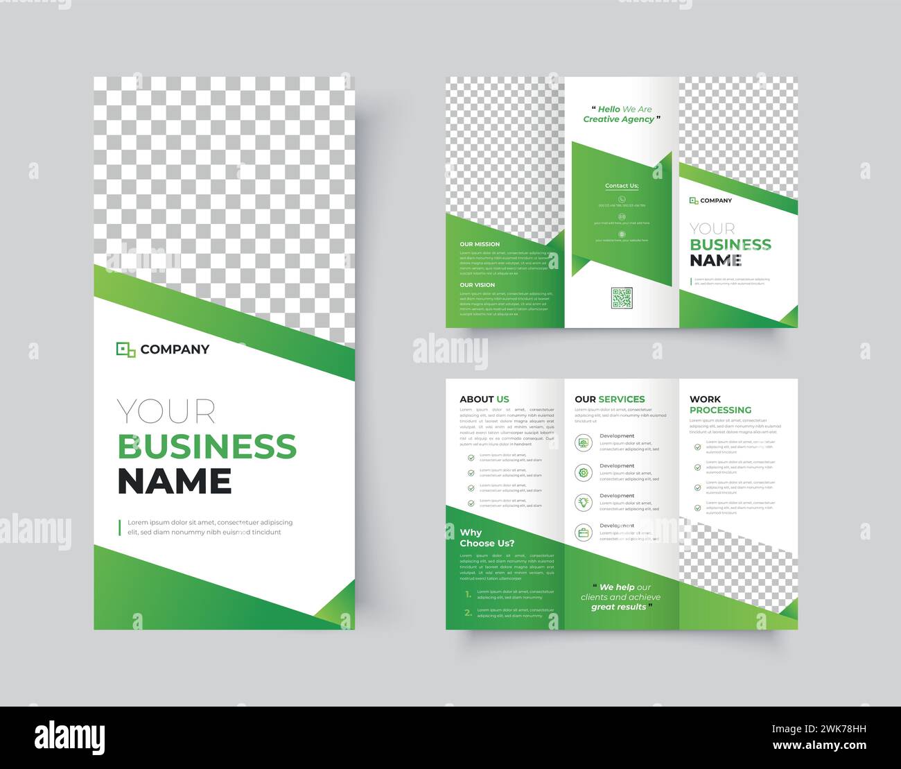 Conception de brochure d'affaires en trois volets. Modèle minimal de brochure de pliage créatif et professionnel Illustration de Vecteur