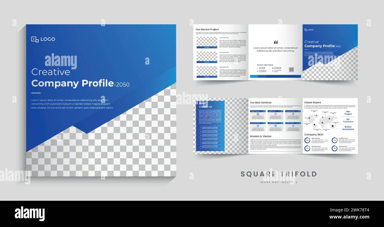 Modèle de brochure Trifold carré de profil d'entreprise Orporate Illustration de Vecteur