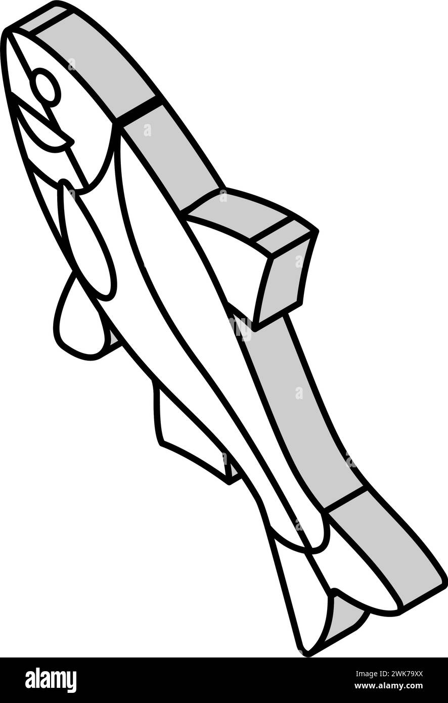 illustration vectorielle d'icône isométrique bighead carp Illustration de Vecteur