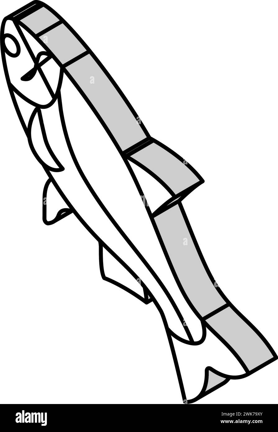 illustration vectorielle d'icône isométrique de carpe argentée Illustration de Vecteur