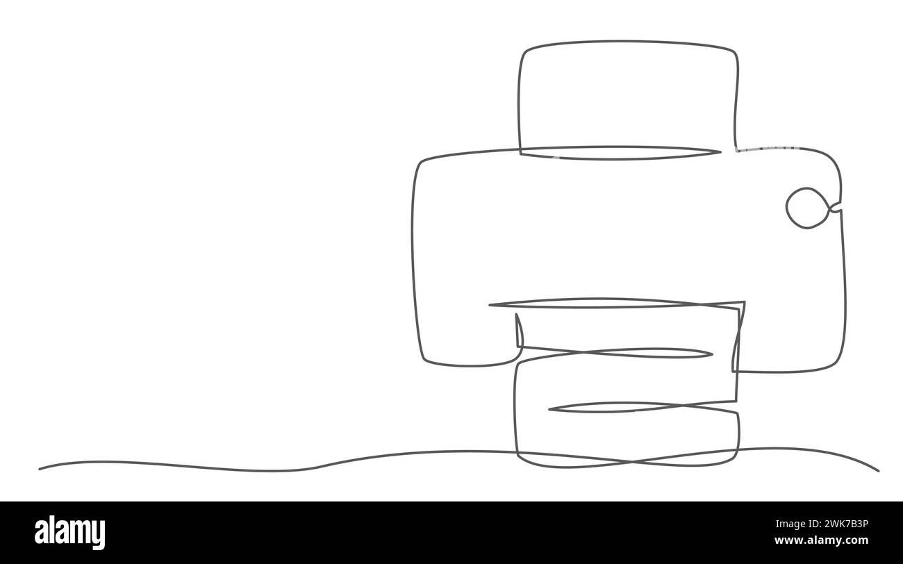 Imprimante dessin d'une ligne isolé sur fond blanc Illustration de Vecteur