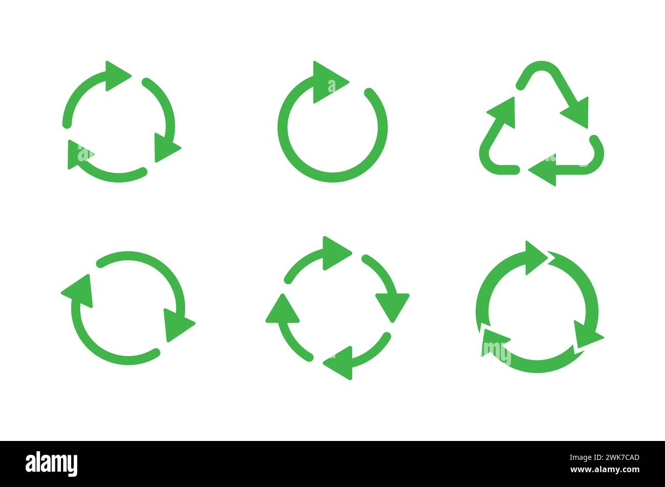 Mise en place des affiches de recyclage. symboles verts icône isolée sur fond blanc Illustration de Vecteur