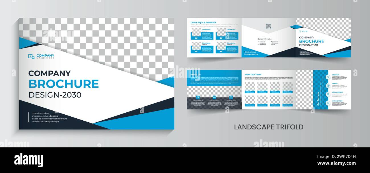 conception de modèle de dépliant à trois plis de paysage d'entreprise Illustration de Vecteur