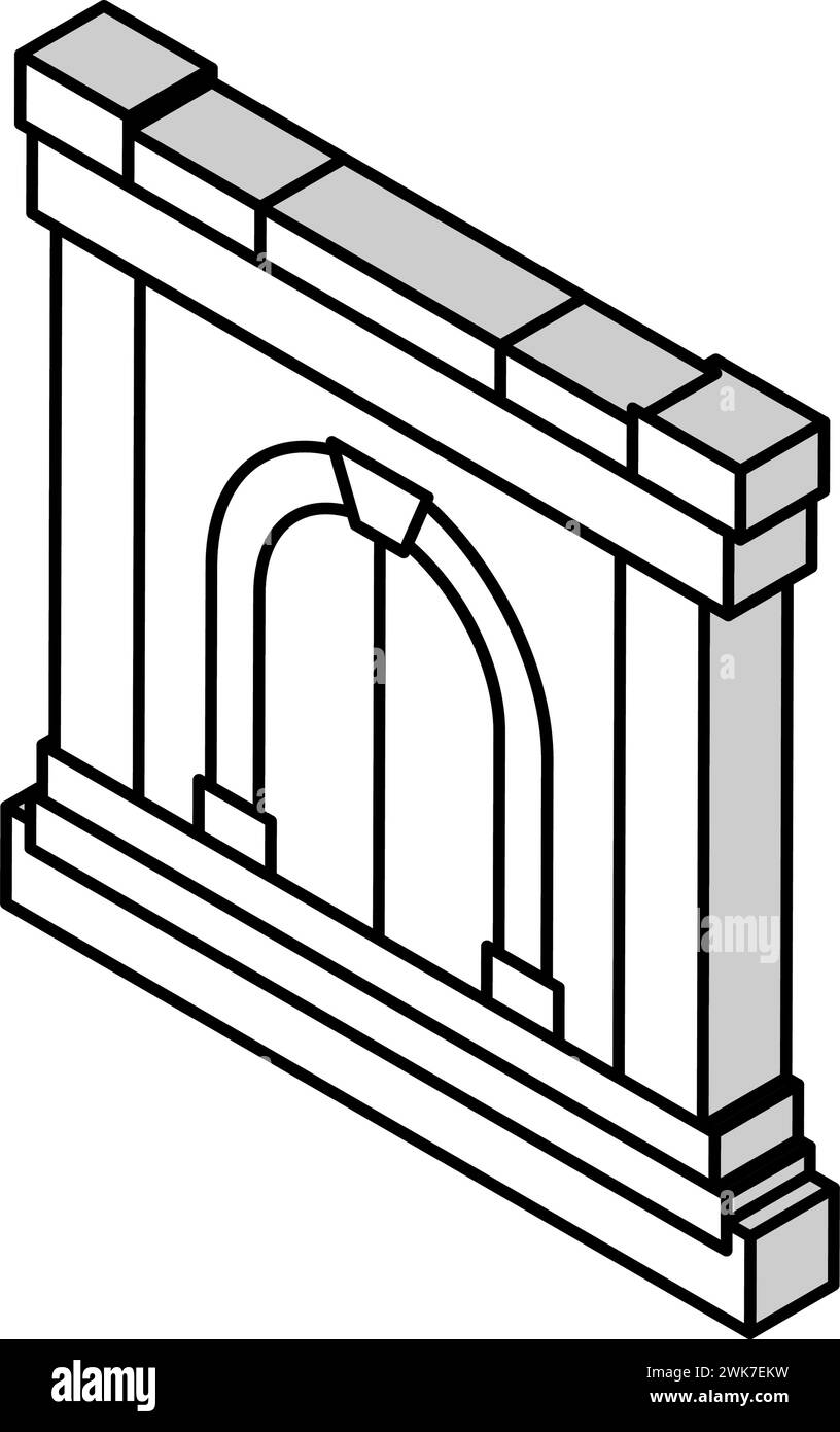 illustration vectorielle d'icône isométrique de porte antique Illustration de Vecteur