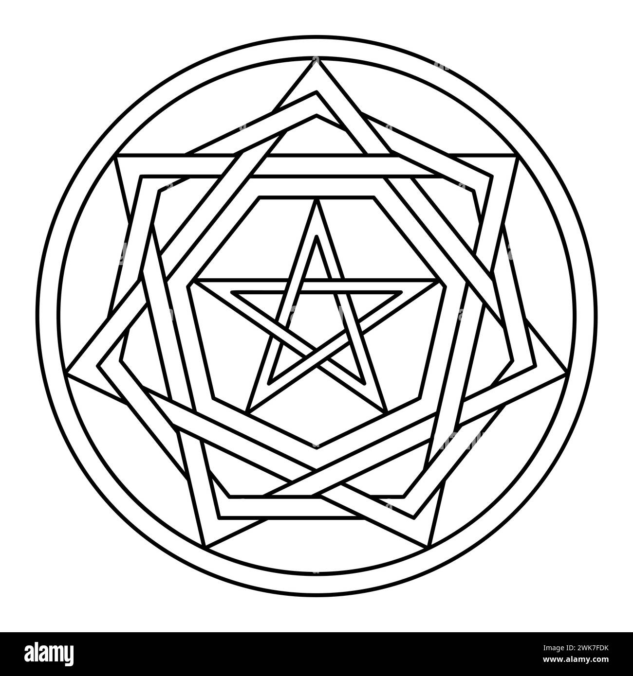 Sigillum Dei, Sceau de Dieu ou Sceau de vérité. Structure géométrique de base du symbole du Dieu vivant, telle qu'elle a été décrite dans un livre du XIVe siècle. Banque D'Images