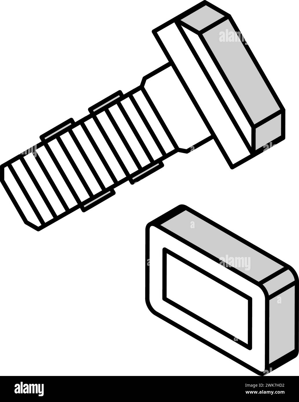 illustration vectorielle d'icône isométrique de boulon de rainure en t Illustration de Vecteur
