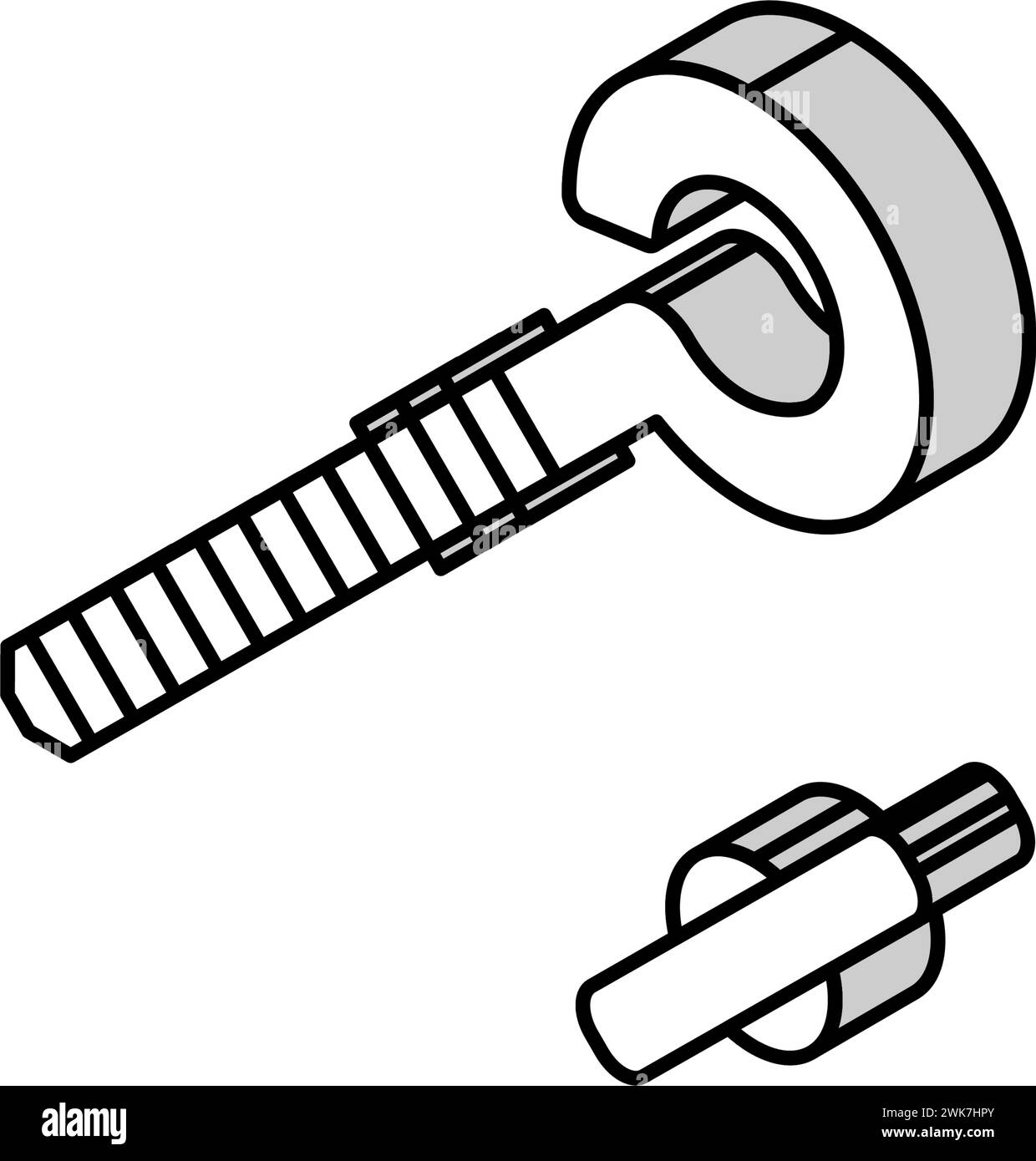 boulon à œil avec illustration vectorielle d'icône isométrique de cheville Illustration de Vecteur
