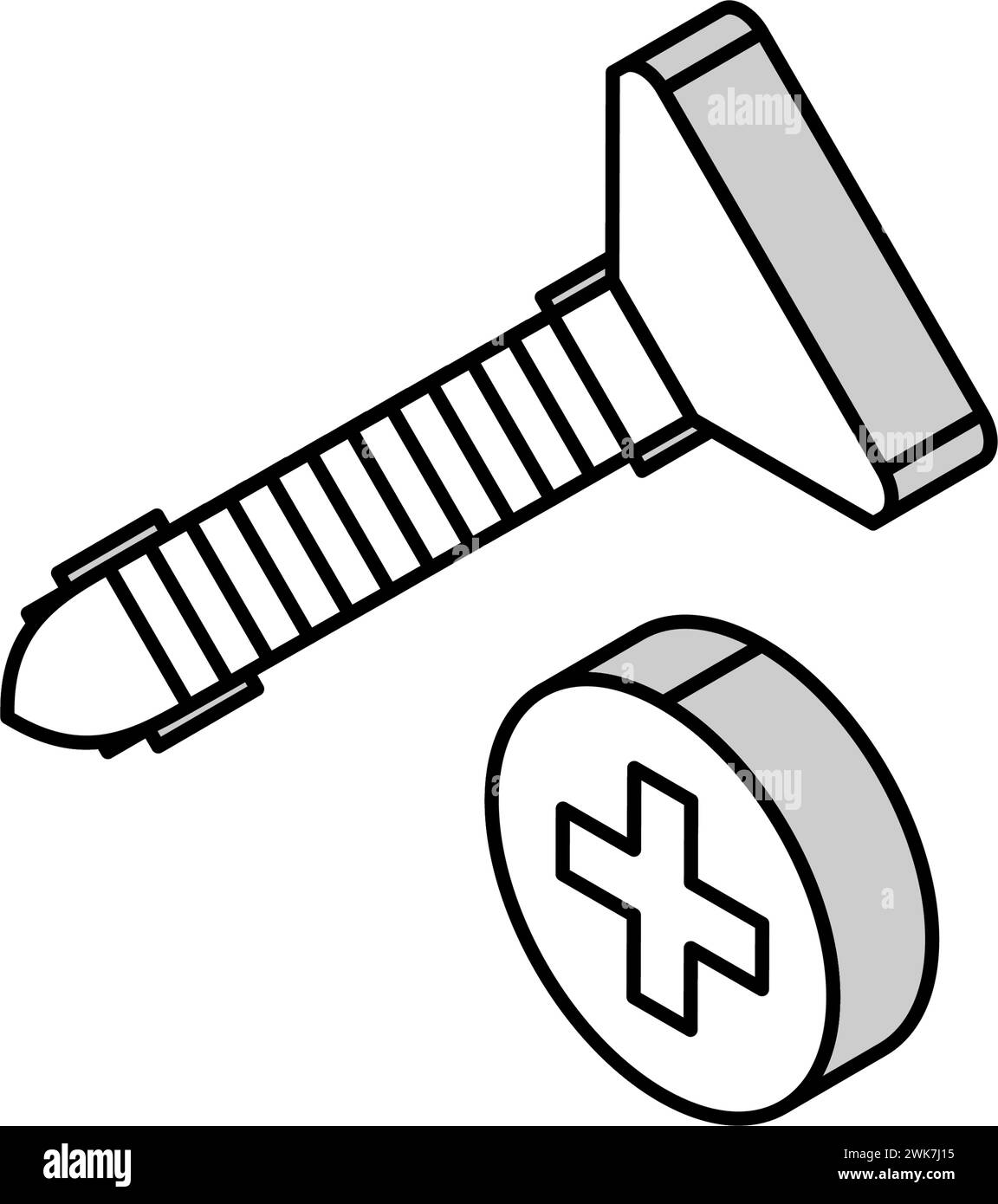 illustration vectorielle d'icône isométrique de vis en bois Illustration de Vecteur