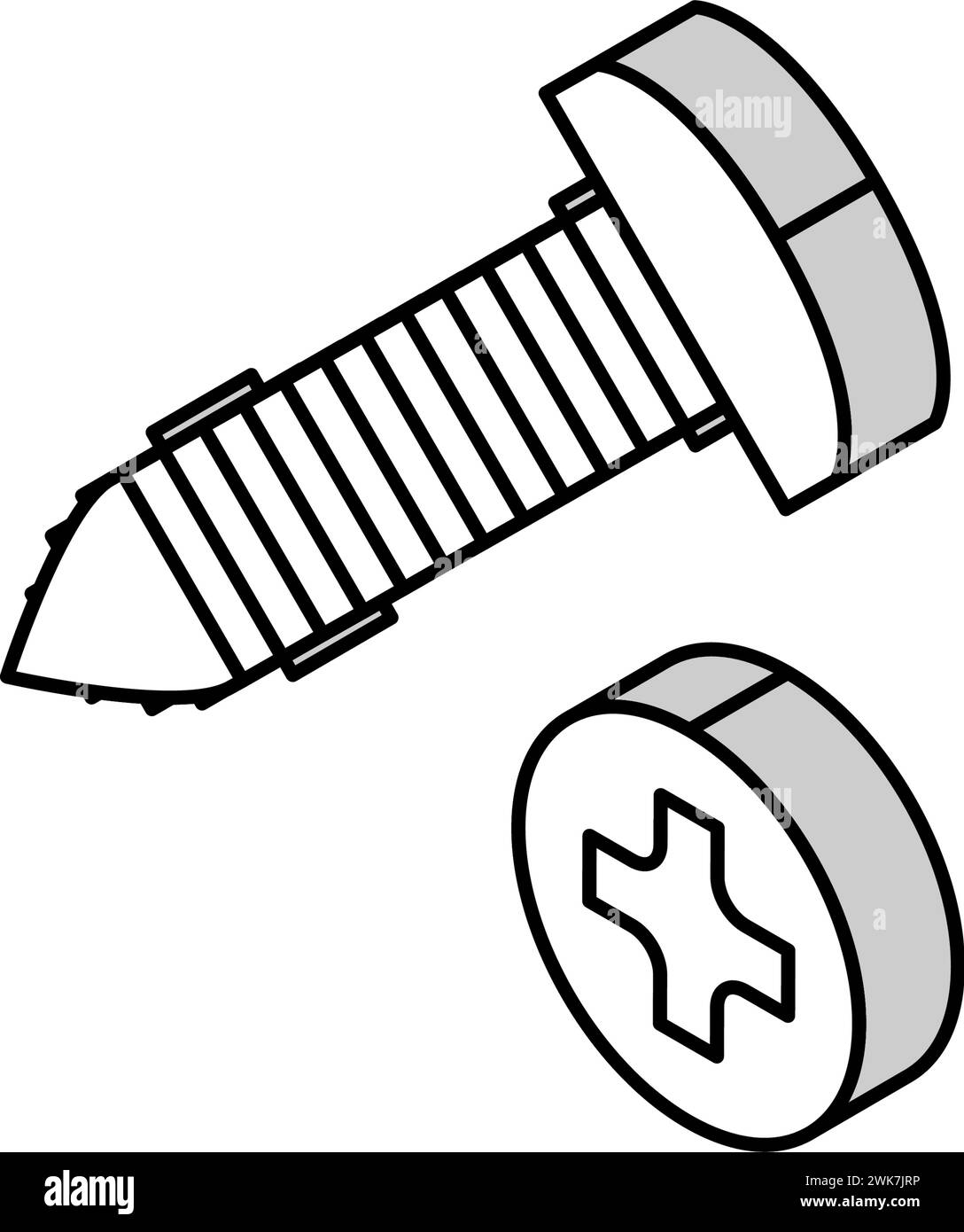 illustration vectorielle d'icône isométrique de vis autotaraudeuse Illustration de Vecteur