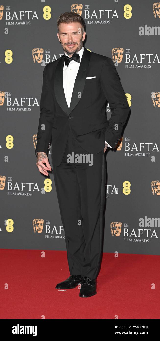 La photo doit être créditée ©Alpha Press 085000 18/02/2024 David Beckham à la salle de presse EE BAFTA film Awards 2024 à Londres Banque D'Images