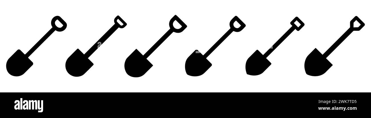 Icônes de pelle définies. Symbole pelle. Icône noire de pelle isolée sur fond blanc. Illustration vectorielle. Illustration de Vecteur