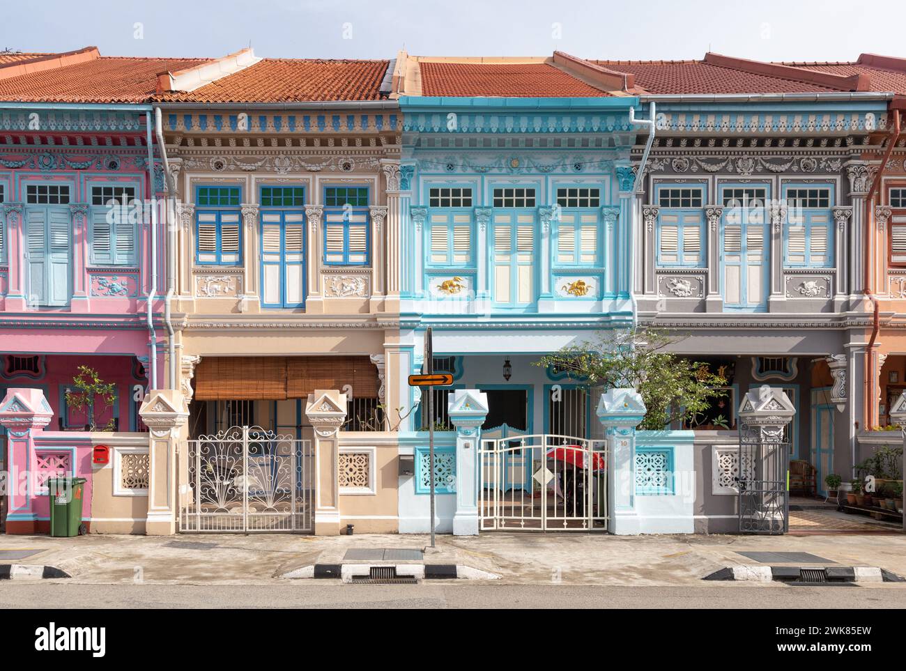 Vieilles maisons colorées de Peranakan, dans le quartier Joo Chiat Banque D'Images