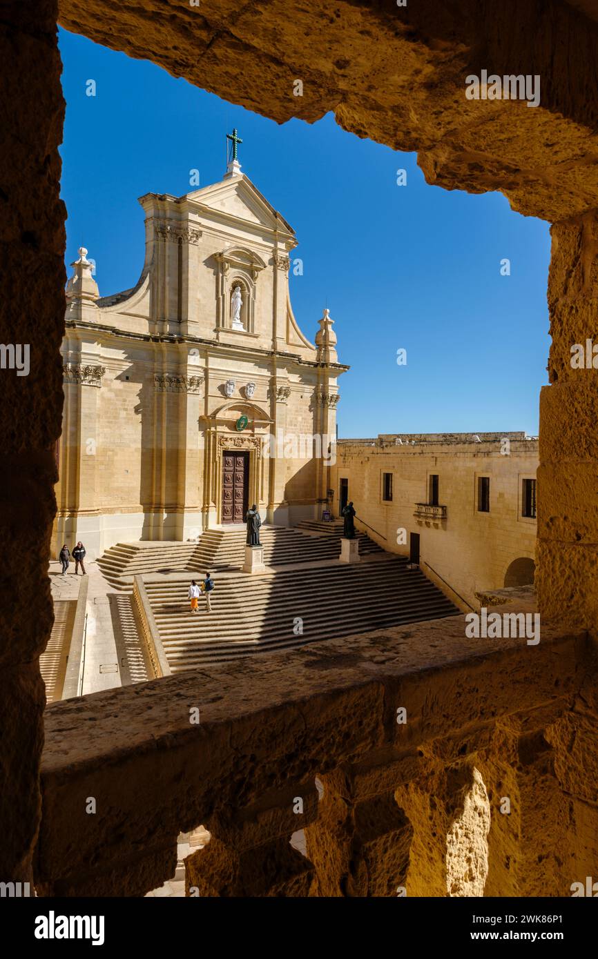 La cathédrale de l'Assomption à la Citadelle, Victoria, Gozo, Malte Banque D'Images