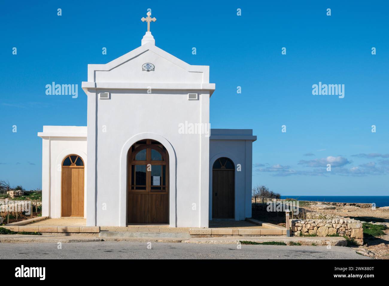 La chapelle de l'Immaculée conception, Madonna Cliffs, près de Mellieha, Malte Banque D'Images