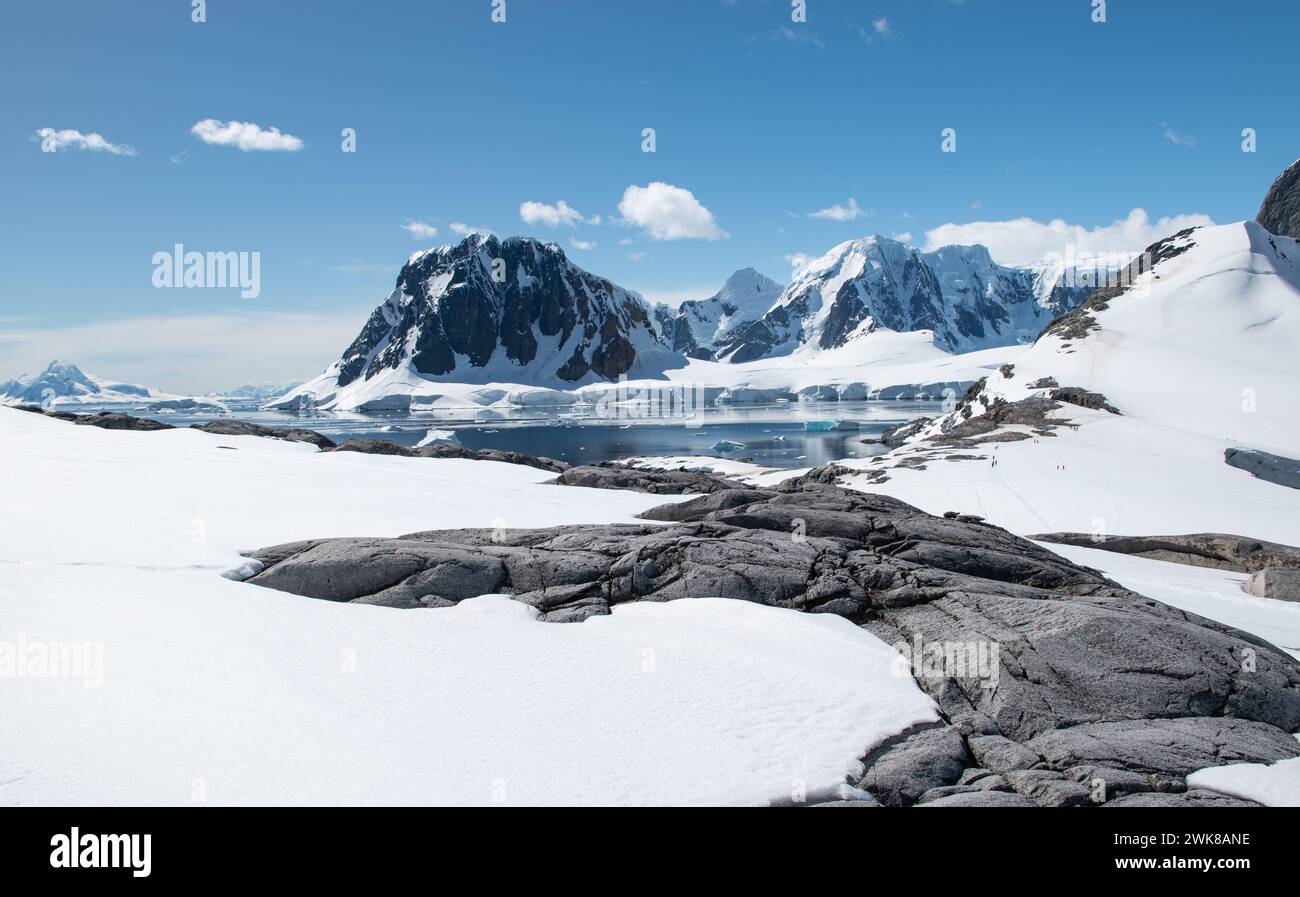 Beau paysage de neige, Port Charcot, Antarctique. Banque D'Images