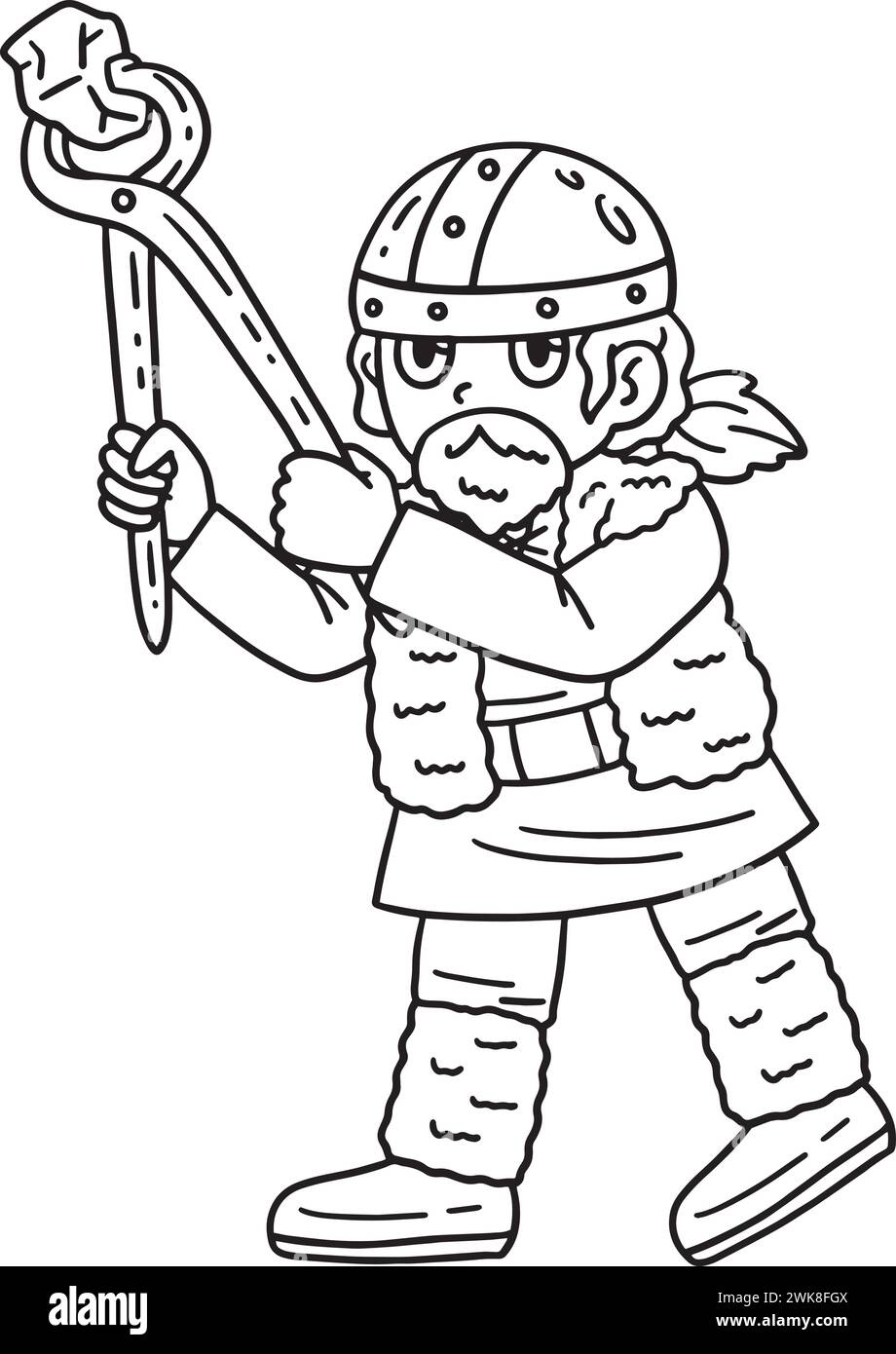 Viking travaillant dans la Forge Isolated Coloring Illustration de Vecteur