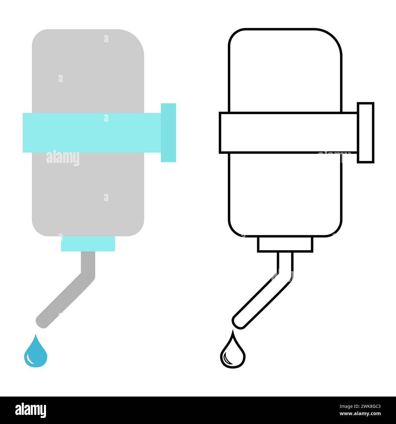 Abreuvoir automatique rechargeable. Abreuvoir en plastique distributeur pour petits animaux de compagnie. Illustration plate chargeur d'eau. Image de conception plate vectorielle isolée. Illustration de Vecteur