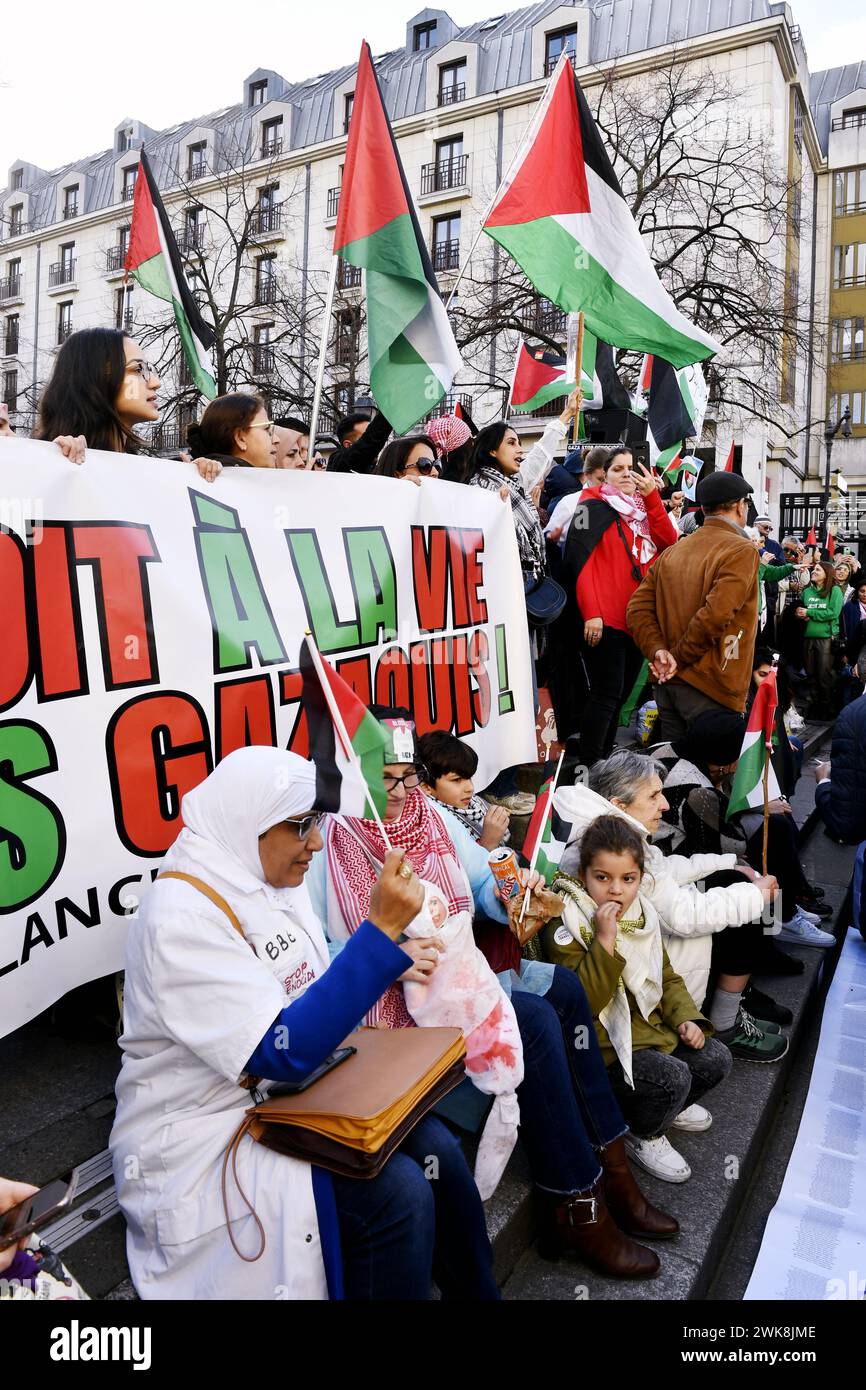 Manifestants pro-Palestine à Paris - février 2024 Banque D'Images