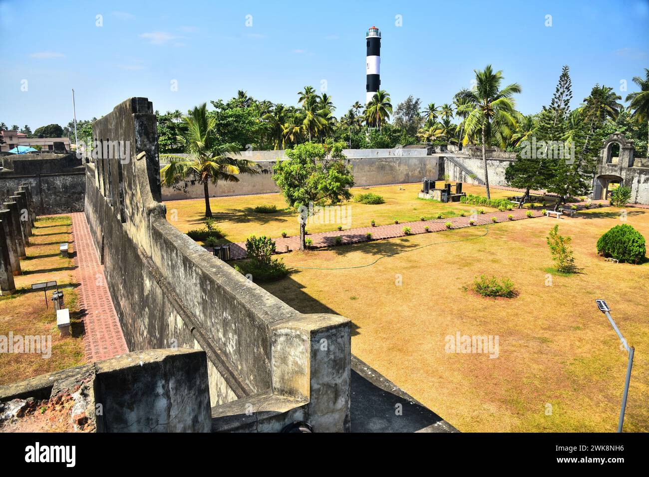 fort d'anjengo ou fort d'anchuthengu, trivandrum, kerala, inde. construit par la compagnie de l'inde orientale en 1699. Banque D'Images