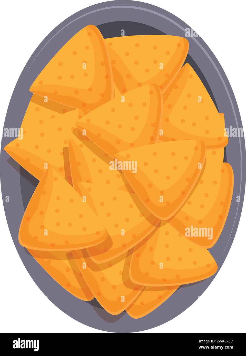 Vecteur de dessin animé d'icône de nourriture nachos vue de dessus. Cuisine mexicaine traditionnelle. Bol de pommes de terre Illustration de Vecteur