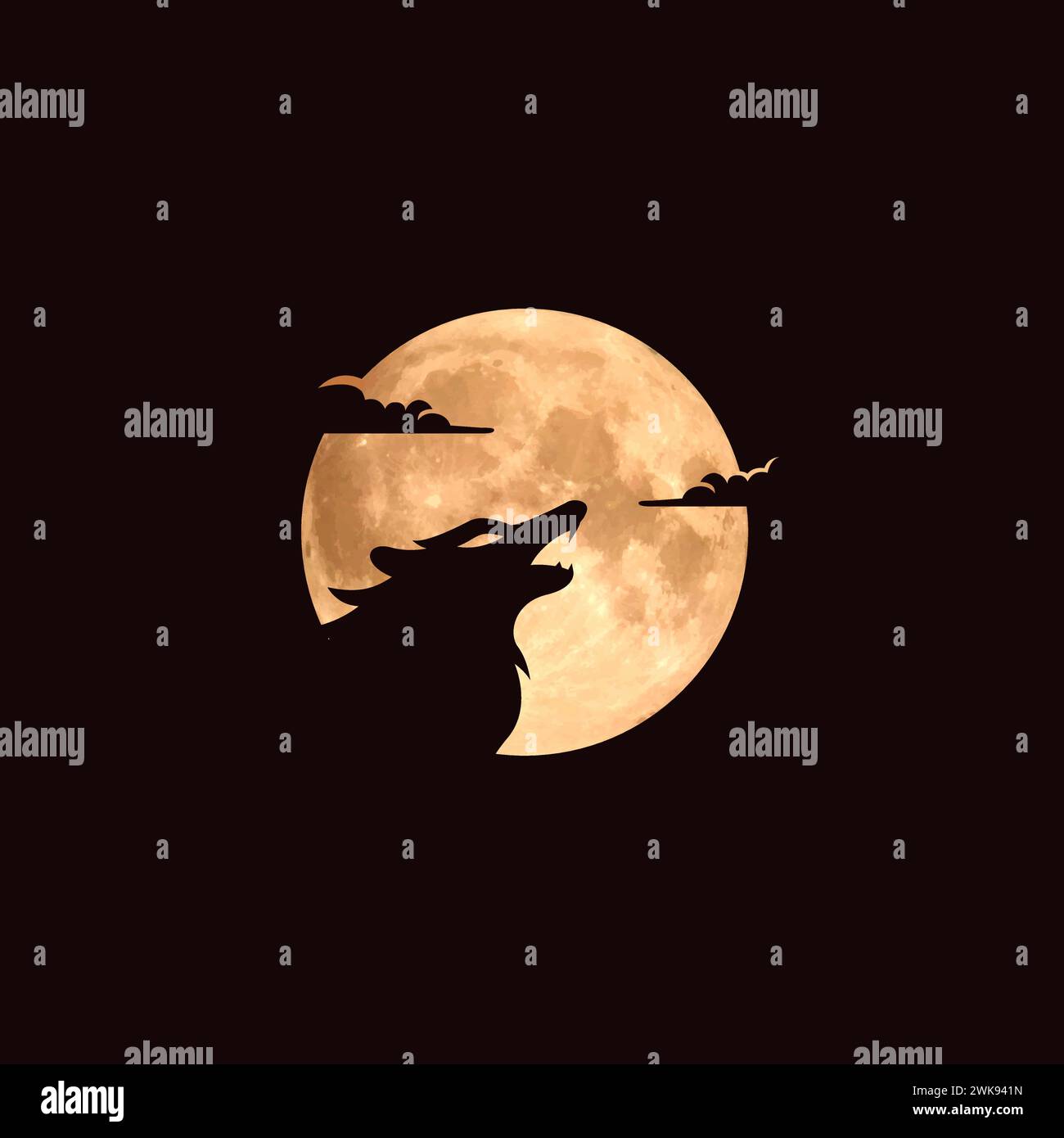 Logo Wolf Moon. Illustration vectorielle Wolf Illustration de Vecteur