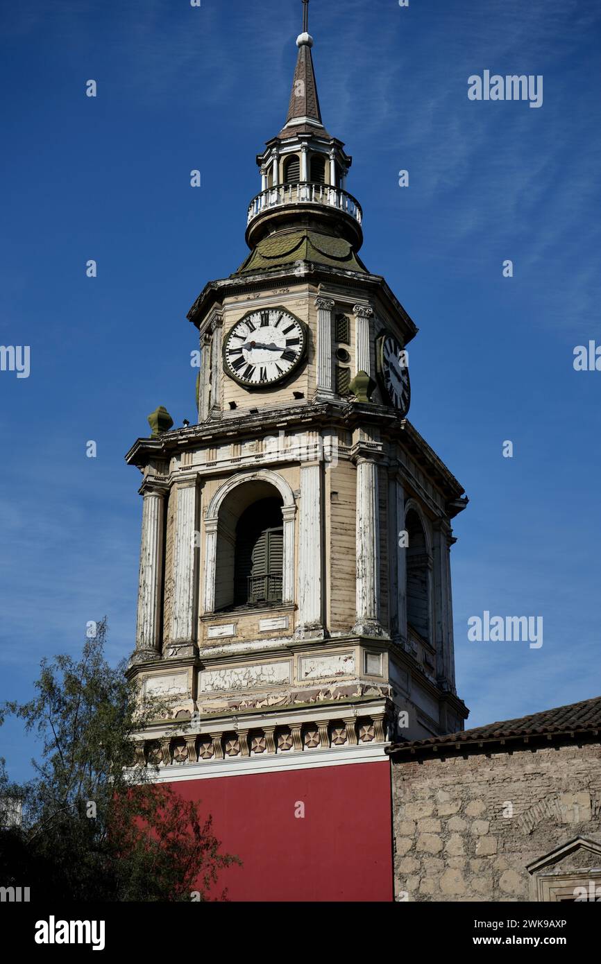 La Tour de l'horloge de l'Iglesia de San Francisco. Santiago, Chili. Banque D'Images