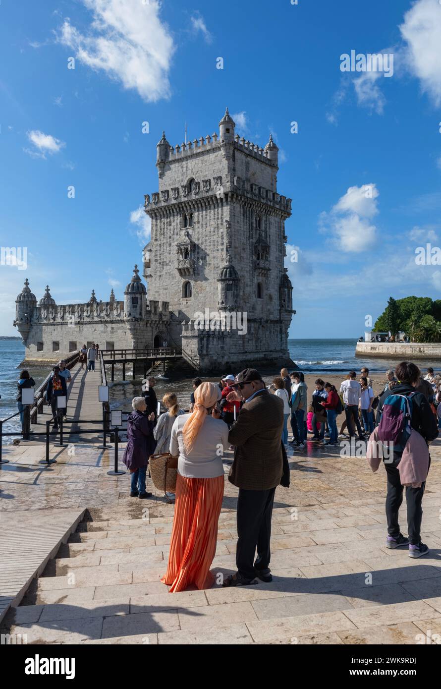 Tour de Belem Torre de Belem, Lisbonne, Portugal site du patrimoine mondial de l'UNESCO également connu sous le nom de Tour de Saint Vincent Banque D'Images