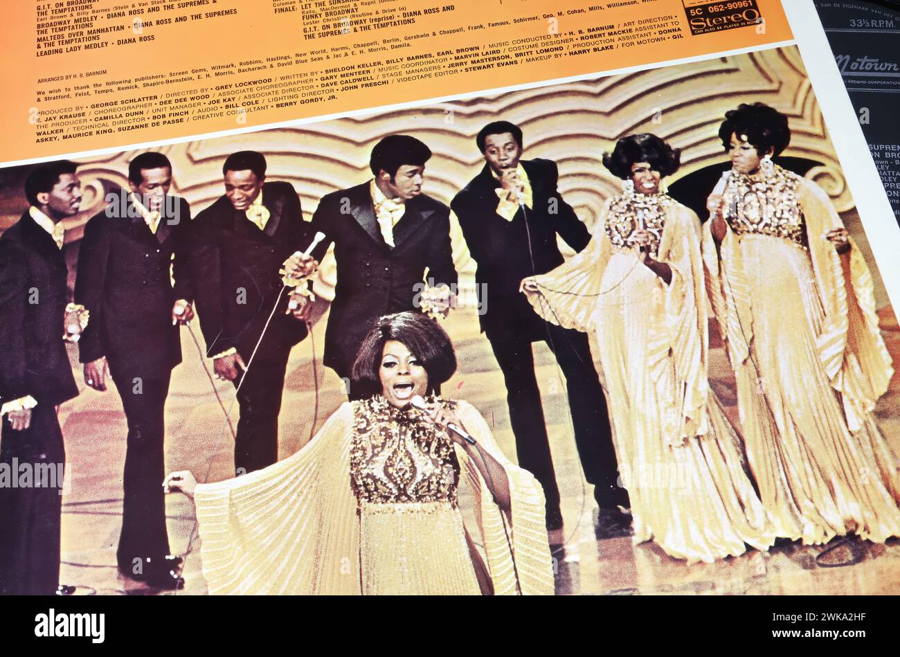 Viersen, Allemagne - 9 janvier. 2024 : TV Motown show Soundtrack 60s couverture de l'album vinyle avec Diana Ross, Supremes, Temptations à partir de 1969 sur Broadwa Banque D'Images