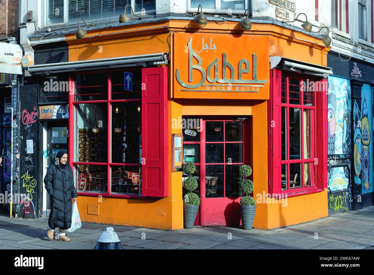 Paysages urbains colorés dans Brick Lane East End Tower Hamlets England UK, à Londres Banque D'Images