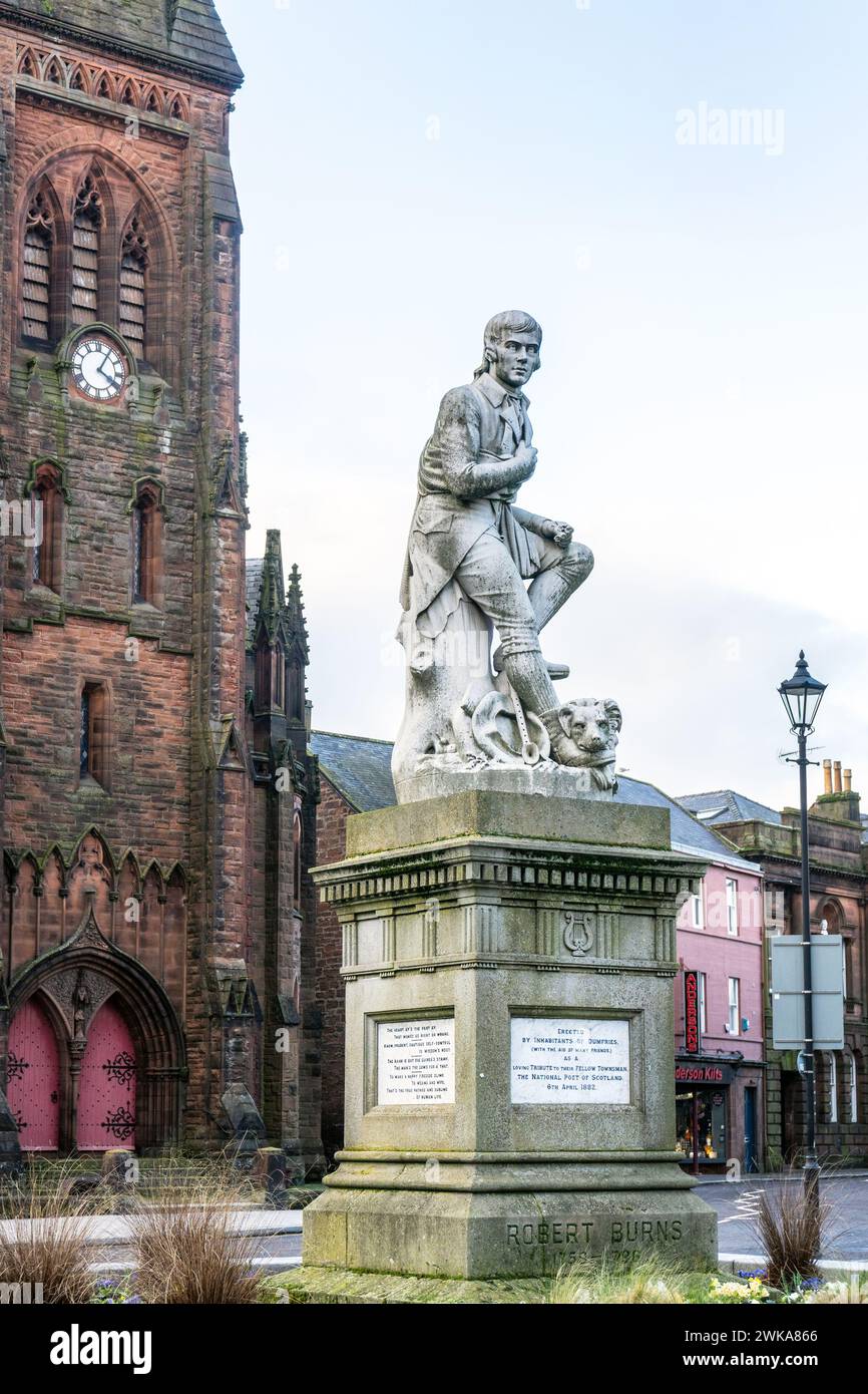 Statue de Robert Burns, poète écossais et barde, Dumfries, Écosse, Royaume-Uni Banque D'Images