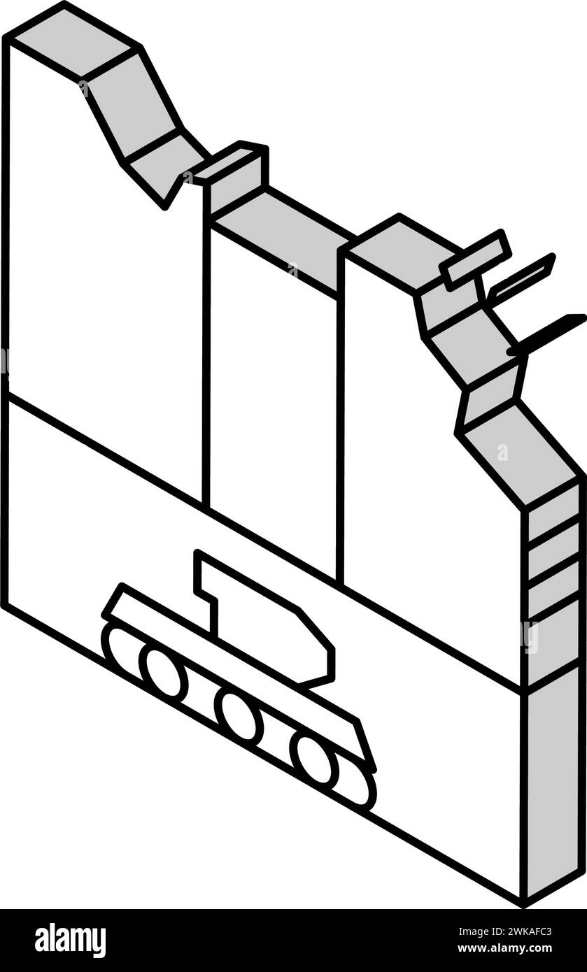 illustration vectorielle d'icône isométrique de destruction de guerre Illustration de Vecteur