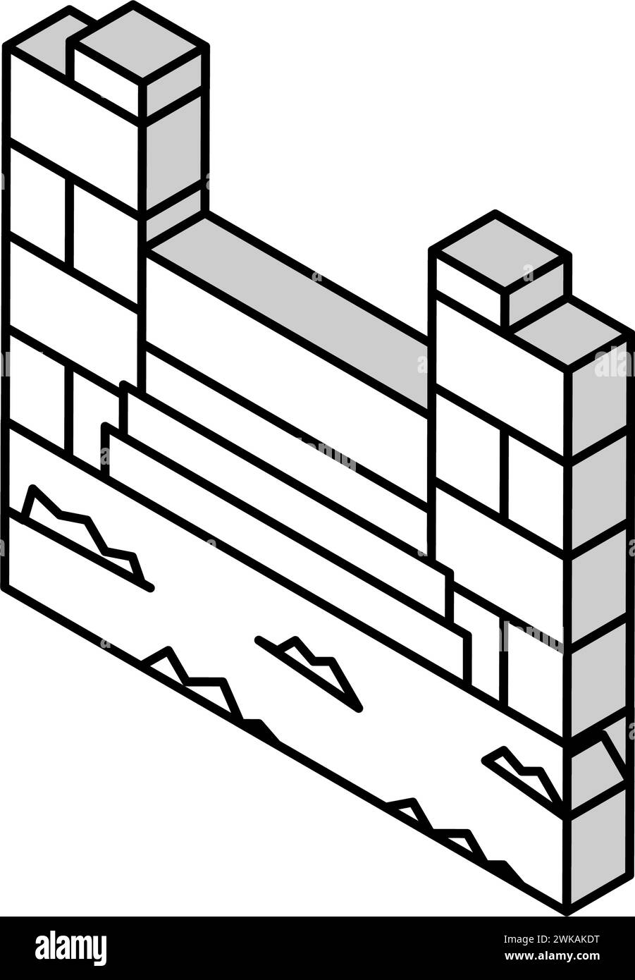 illustration vectorielle d'icône isométrique de clôture hardscapes Illustration de Vecteur
