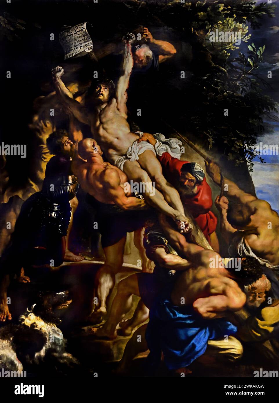 L'élévation de la Croix (Kruisoprichting - 1611) par Pierre Paul Rubens (1577-1640), la Cathédrale notre-Dame - onze-Lieve-Vrouwekathedraal, ) Anvers, Belgique, belge . ( 1352 construction terminée en 1521) gothique . Banque D'Images