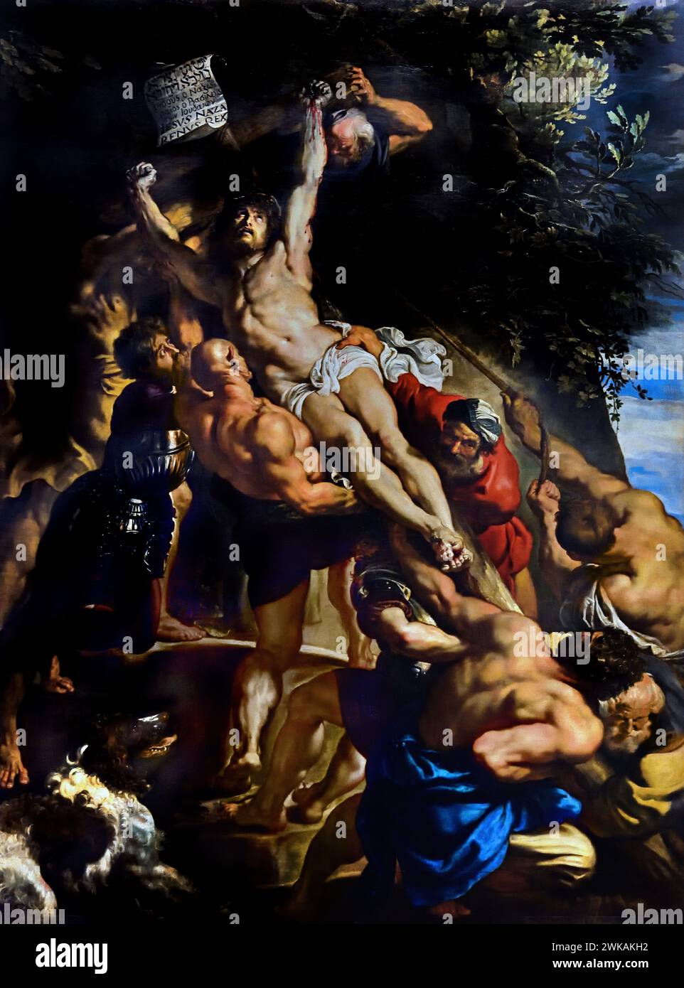 L'élévation de la Croix - lever de la Croix, (Kruisoprichting - 1611) de Peter Paul Rubens (1577-1640), la Cathédrale notre-Dame - onze-Lieve-Vrouwekathedraal, ) Anvers, Belgique, belge . ( 1352 construction terminée en 1521) gothique . ( Jésus vient juste d'être cloué à la croix. Plus que son corps tourmenté, le regard de Jésus, qui évoque les sept paroles de la croix, parle d’un désespoir total : mon Dieu, mon Dieu, pourquoi m’as-tu abandonné.) Banque D'Images L'élévation de la Croix - lever de la Croix, (Kruisoprichting - 1611) de Peter Paul Rubens (1577-1640), la Cathédrale notre-Dame - onze-Lieve-Vrouwekathedraal, ) Anvers, Belgique, belge . ( 1352 construction terminée en 1521) gothique . ( Jésus vient juste d'être cloué à la croix. Plus que son corps tourmenté, le regard de Jésus, qui évoque les sept paroles de la croix, parle d’un désespoir total : mon Dieu, mon Dieu, pourquoi m’as-tu abandonné.) Banque D'Images